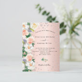 Rose Goldflorale Blush Hochzeitseinladung Postkarte (Stehend Vorderseite)
