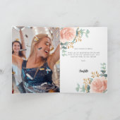 Rose Goldflorale Eukalyptus Foto Geburtstag Dankeskarte (Innenseite)