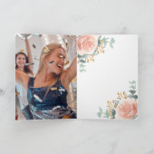 Rose Goldflorale Eukalyptus Foto Geburtstag Dankeskarte (Innenseite)