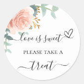 Rose Goldflorale Eukalyptus Gastgeschenk Hochzeit Runder Aufkleber (Vorderseite)