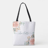 Rose Goldflorale Eukalyptus Monogramm Brautjungfra Tasche (Rückseite)