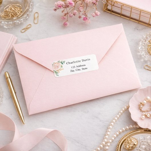 Rose Goldflorale Eukalyptus-Rücksendeadresse