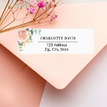 Rose Goldflorale Eukalyptus-Rücksendeadresse<br><div class="desc">Eine Rose mit goldfarbenem Rosa,  Blumen- und Eukalyptusgrün und Imitaten goldenes Blattwerk. Personalisieren Sie Ihren Namen und Ihre Adresse und fügen Sie diese hinzu. Schwarze Buchstaben.</div>