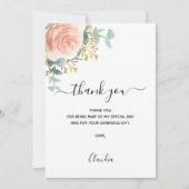 Rose Goldflorale Eukalyptus vielen Dank Karte (Vorderseite)