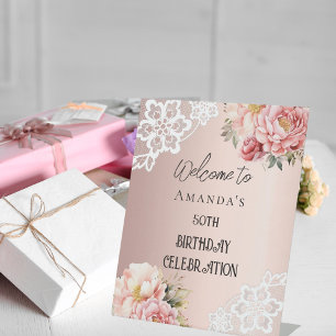 Rose Goldflorale Geburtstagsgeschenk Sockelschild