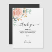 Rose Goldflorale Magnetkarte danke Magneteinladung (Vorne/Hinten)
