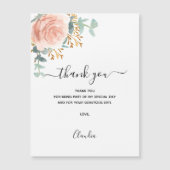 Rose Goldflorale Magnetkarte danke Magneteinladung (Vorderseite)