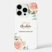 Rose Goldflorale Monogramm Case-Mate iPhone Hülle (Rückseite)