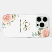 Rose Goldflorale Monogramm Case-Mate iPhone Hülle (Rückseite (Horizontal))
