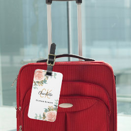 Rose Goldflorale Monogramm Gepäckanhänger