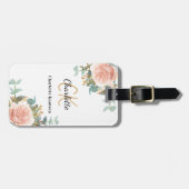Rose Goldflorale Monogramm Gepäckanhänger (Vorderseite horizontal)