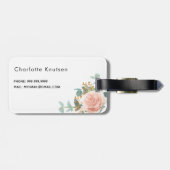 Rose Goldflorale Monogramm Gepäckanhänger (Rückseite horizontal)