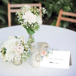 Rose Goldflorale Weißer Eukalyptus Hochzeit Platzkarte