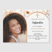 Rose Goldfloralen Foto Bogen Bestätigung Magneteinladung (Vorderseite)