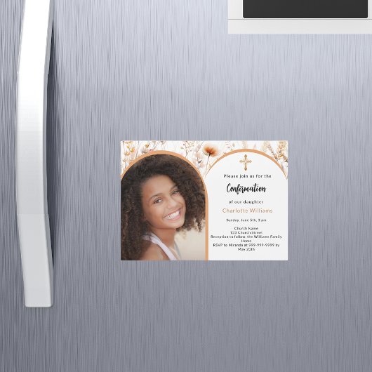 Rose Goldfloralen Foto Bogen Bestätigung Magneteinladung