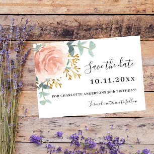 Rose Goldfloralen Grünpflanzen Geburtstag Save the Date