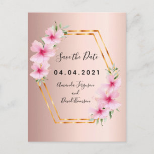 Rose Goldfloralen Hochzeit Retten Sie das Datum Ankündigungspostkarte