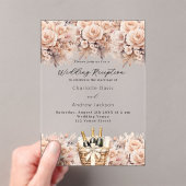 Rose Goldfloralen Schaumwein Hochzeitsempfang Acryleinladungen (Insitu (Handheld))