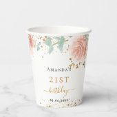 Rose Goldflorchen Eukalyptus Glitzer Pappbecher (Rückseite)