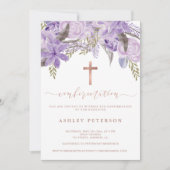 Rose Goldflorlavene Aquarellfarben Einladung (Vorderseite)