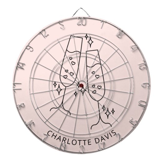 Rose Goldflötengläser-Beifall Name Party Dartscheibe (vorne)