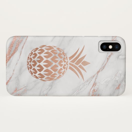 Rose Goldfolie Ananas auf Weißmarmor Case-Mate iPhone Hülle (Rückseite (Horizontal))