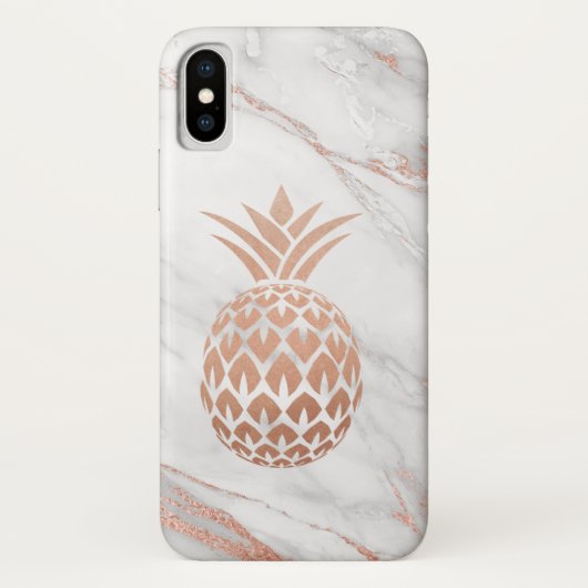 Rose Goldfolie Ananas auf Weißmarmor Case-Mate iPhone Hülle (Rückseite)