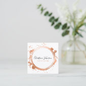 Rose-Goldfolie aus elegantem Schwarz und IMITAT Quadratische Visitenkarte (Stehend Vorderseite)