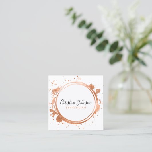 Rose-Goldfolie aus elegantem Schwarz und IMITAT Quadratische Visitenkarte (Stehend Vorderseite)