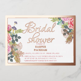 Rose Goldfolie Blumenvlies Brautparty Folieneinladung