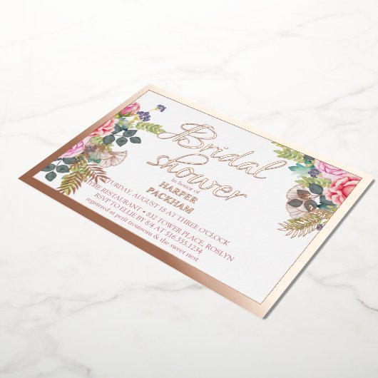 Rose Goldfolie Blumenvlies Brautparty Folieneinladung (Gedreht)