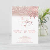 Rose Goldfolie botanische Glitterkalligraphie Einladung (Stehend Vorderseite)