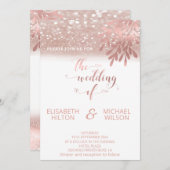 Rose Goldfolie botanische Glitterkalligraphie Einladung (Vorne/Hinten)