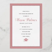 Rose Goldfolie Class of 2023 script Foto Folieneinladung (Rückseite)