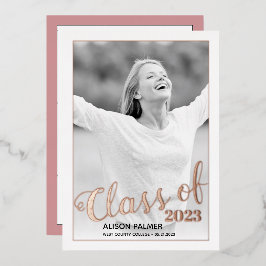 Rose Goldfolie Class of 2023 script Foto Folieneinladung