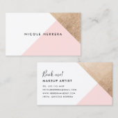 Rose Goldfolie geometrisch modern rot rosa weiß Visitenkarte (Vorne/Hinten)