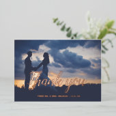 Rose Goldfolie Hochzeitsüberlagerung Danke Karte (Stehend vorne)