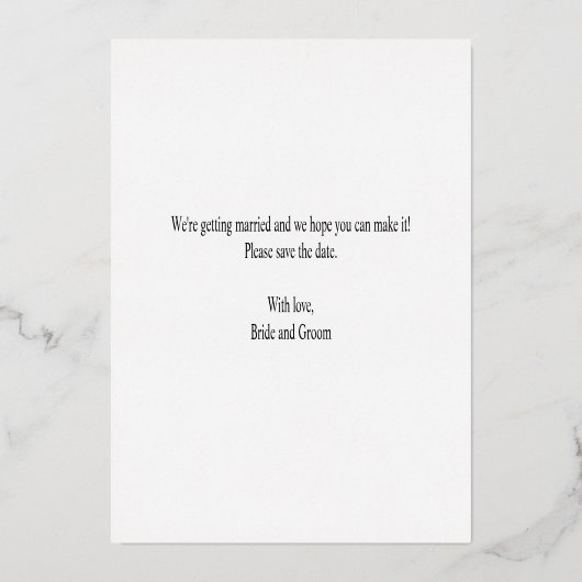 Rose Goldfolie-Kalligrafie Save the Date Folieneinladung (Rückseite)