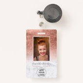 Rose Goldfolie Marmor Logo für Angestellte Foto Pa Ausweis (Vorderseite mit Rechteck)