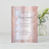 Rose Goldfolie Metallische tropische Blätter roman Einladung (Stehend Vorderseite)