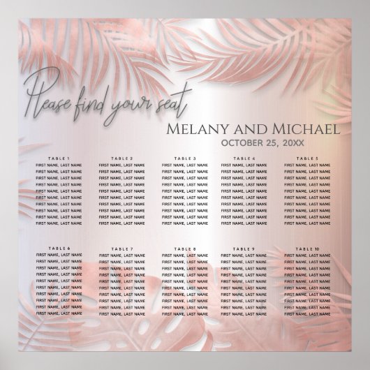 Rose Goldfolie Metallische tropische Blätter roman Poster (Vorne)