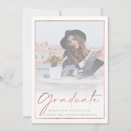 Rose Goldfolie Randkalligrafie Foto Abschluss Einladung