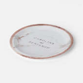 Rose Goldfolie Randmarmor Luxus moderne Hochzeit Pappteller (Schrägansicht)