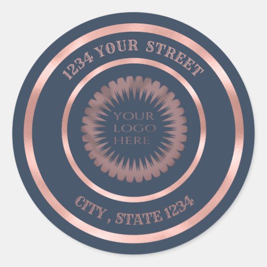 Rose Goldfolie Rücksendeadresse Firmenlogo Runder Aufkleber (Vorderseite)