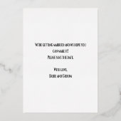 Rose Goldfolie Save the Date Folieneinladung (Rückseite)