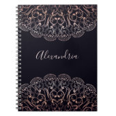Rose Goldfolie Spitze Mandala Schwarz Tagebuch (Vorderseite)