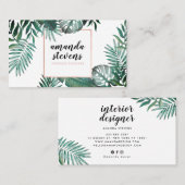 Rose Goldfolie Weiße tropengrüne Wasserfarbe Visitenkarte (Vorne/Hinten)