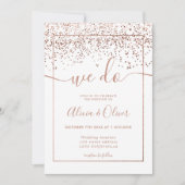 Rose Goldfolie Weißes Foto Initialen Hochzeit Einladung (Vorderseite)