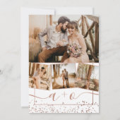 Rose Goldfolie Weißes Foto Initialen Hochzeit Einladung (Rückseite)