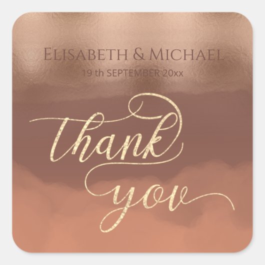 Rose Goldfolie Zimt Wasserfarbe Quadratischer Aufkleber (Vorderseite)